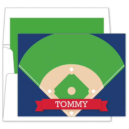 Baseball Diamond Folded Note Cards